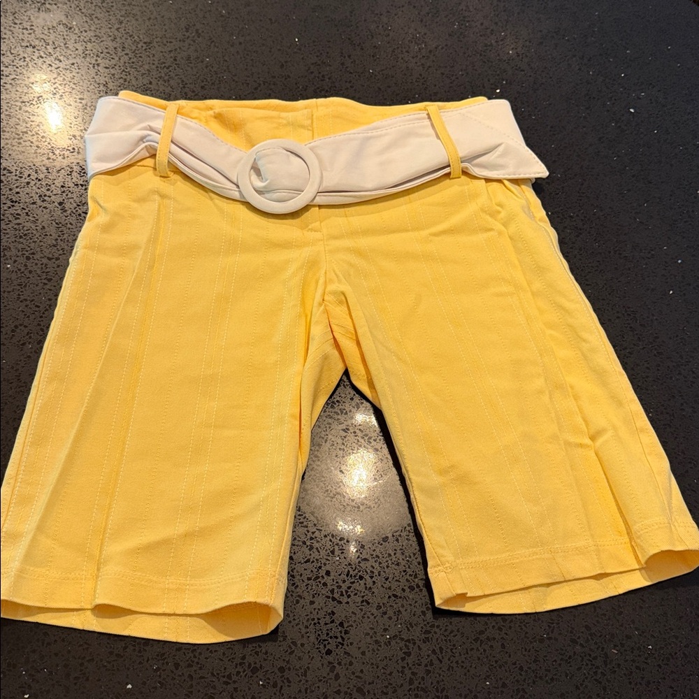 Yellow Shorts with White Belt